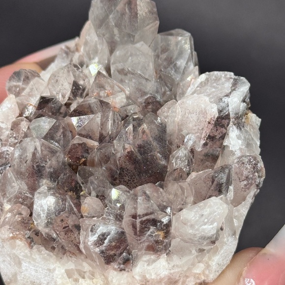 Sunset 🌅 Phantom Quartz Druzy Hematite Cluster Raw Mineral India - Picture 10 of 13